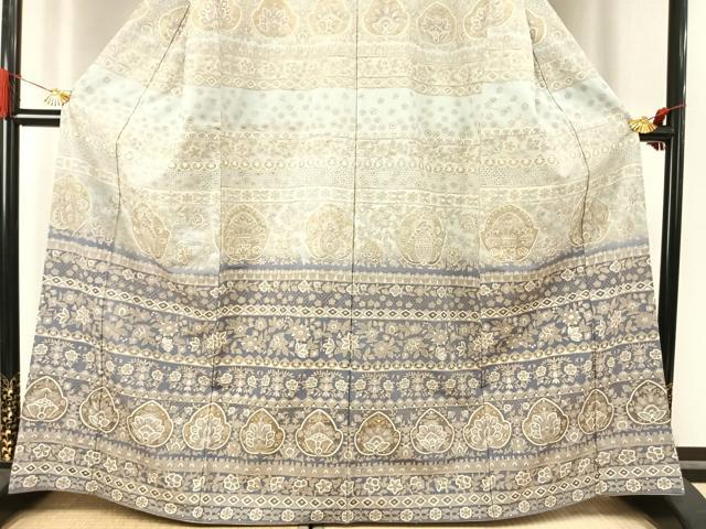 平和屋着物●訪問着　中国三大刺繍　汕頭刺繍　スワトウ刺繍　総刺繍　吉祥花文　暈し染め　金糸　正絹　逸品　AABK1031fy