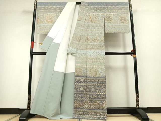 平和屋着物●訪問着　中国三大刺繍　汕頭刺繍　スワトウ刺繍　総刺繍　吉祥花文　暈し染め　金糸　正絹　逸品　AABK1031fy
