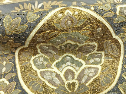 平和屋着物●訪問着　中国三大刺繍　汕頭刺繍　スワトウ刺繍　総刺繍　吉祥花文　暈し染め　金糸　正絹　逸品　AABK1031fy