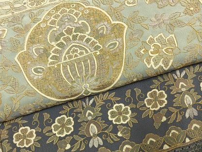 平和屋着物●訪問着　中国三大刺繍　汕頭刺繍　スワトウ刺繍　総刺繍　吉祥花文　暈し染め　金糸　正絹　逸品　AABK1031fy