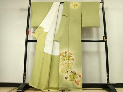 平和屋着物●銀座　志ま亀　訪問着　草花文　暈し染め　たとう紙付き　正絹　逸品　AABK1032fy