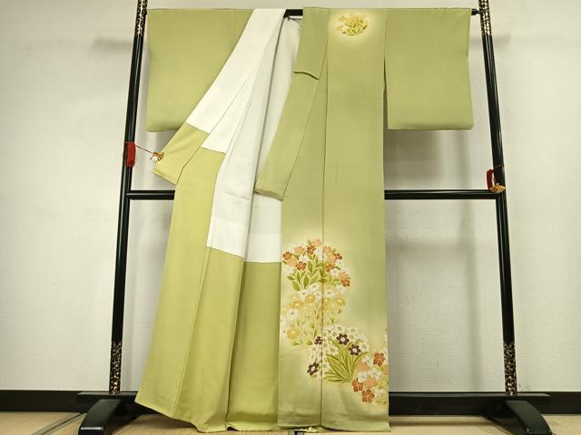 平和屋着物●銀座　志ま亀　訪問着　草花文　暈し染め　たとう紙付き　正絹　逸品　AABK1032fy