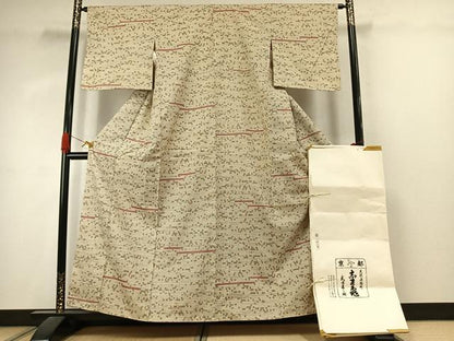 平和屋着物●銀座　志ま亀　紬　亀甲文様　たとう紙付き　正絹　逸品　AABK1035fy