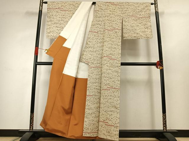 平和屋着物●銀座　志ま亀　紬　亀甲文様　たとう紙付き　正絹　逸品　AABK1035fy