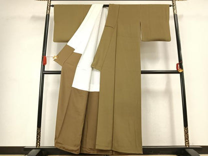 平和屋着物●上質な色無地　梅幸茶色　正絹　逸品　AABK1040fy