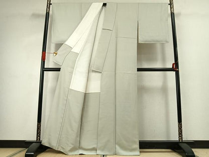 平和屋着物●上質な色無地　白緑色　正絹　逸品　AABK1041fy