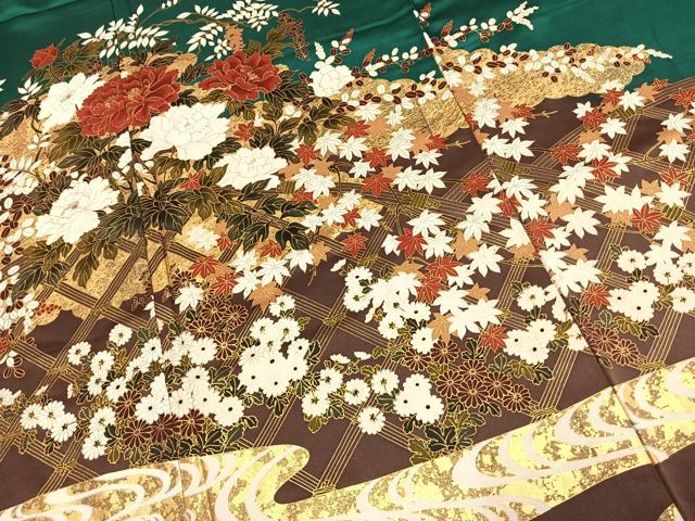 平和屋着物●豪華振袖　草花文　金彩　正絹　逸品　AABK1043fy