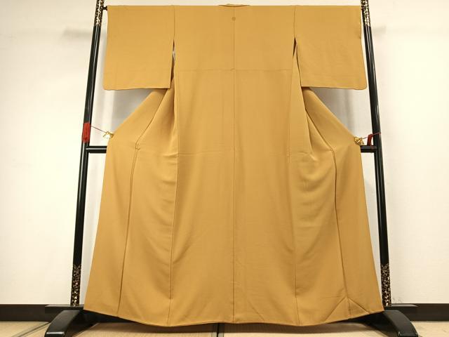 平和屋着物●上質な色無地　山吹茶色　正絹　逸品　AABK1045fy