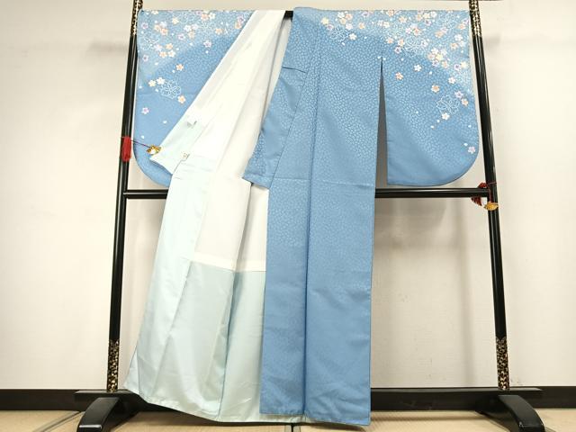 平和屋着物●小振袖　二尺袖　舞桜文　暈し染め　洗える着物　AABK1049fy