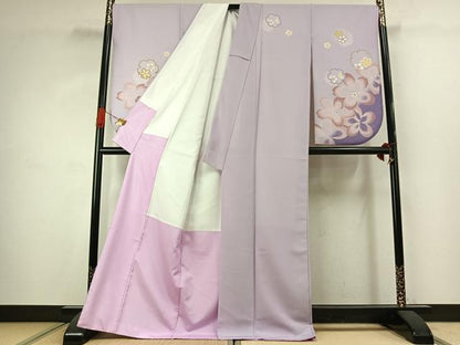 平和屋着物●小振袖　二尺袖　雪輪花文　洗える着物　AABK1050fy