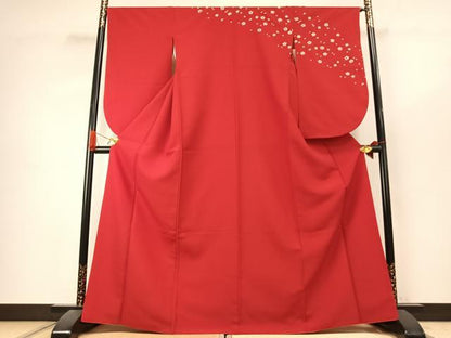 平和屋着物●小振袖　二尺袖　舞桜文　金彩　洗える着物　AABK1053fy