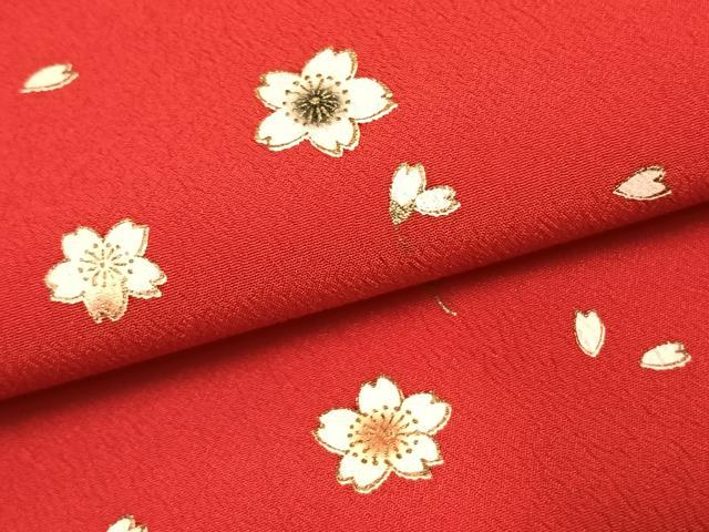 平和屋着物●小振袖　二尺袖　舞桜文　金彩　洗える着物　AABK1053fy