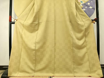 平和屋着物●小振袖　二尺袖　冊子花文　金彩　洗える着物　AABK1054fy