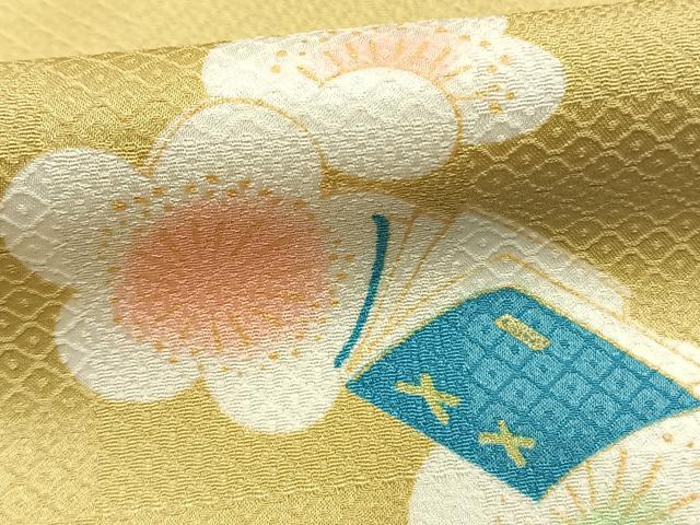平和屋着物●小振袖　二尺袖　冊子花文　金彩　洗える着物　AABK1054fy