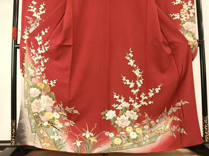 平和屋着物●豪華振袖　駒刺繍　草花毬文　暈し染め　金彩　正絹　逸品　AABK1056fy