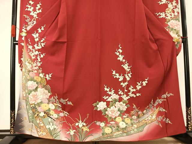 平和屋着物●豪華振袖　駒刺繍　草花毬文　暈し染め　金彩　正絹　逸品　AABK1056fy