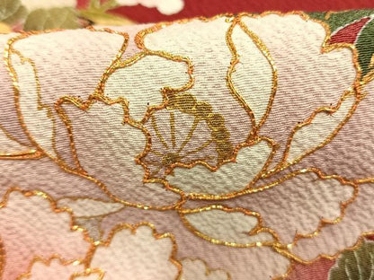 平和屋着物●豪華振袖　駒刺繍　草花毬文　暈し染め　金彩　正絹　逸品　AABK1056fy