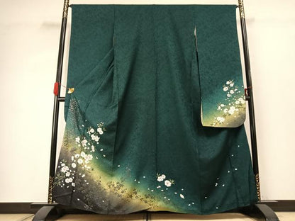 平和屋着物●豪華振袖　枝花文　暈し染め　金彩　やまと誂製　正絹　逸品　AABK1057fy