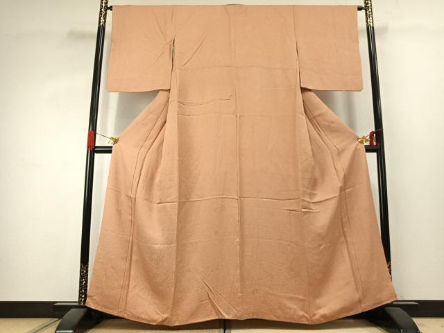 平和屋着物●上質な色無地　草花地紋　伽羅色　やまと誂製　正絹　逸品　AABK1060fy