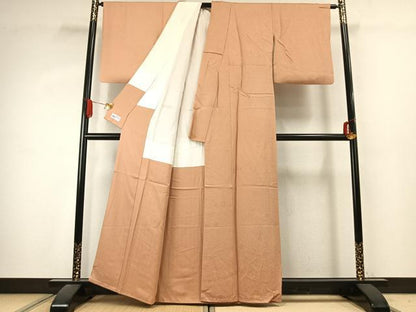 平和屋着物●上質な色無地　草花地紋　伽羅色　やまと誂製　正絹　逸品　AABK1060fy