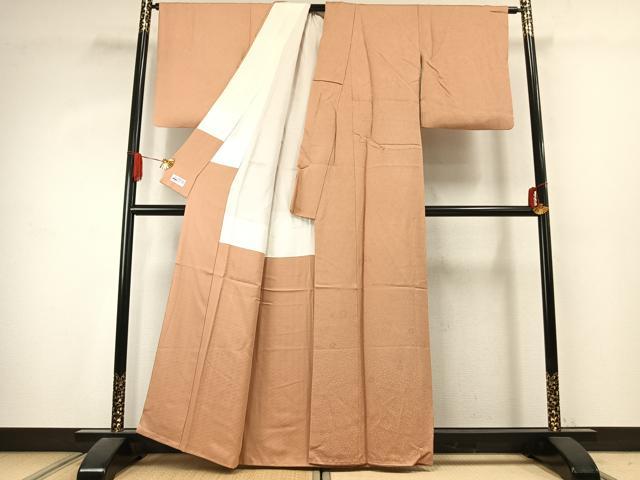 平和屋着物●上質な色無地　草花地紋　伽羅色　やまと誂製　正絹　逸品　AABK1060fy