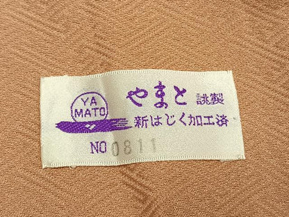 平和屋着物●上質な色無地　草花地紋　伽羅色　やまと誂製　正絹　逸品　AABK1060fy