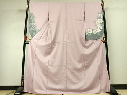 平和屋着物●小振袖　二尺袖　草花文　暈し染め　洗える着物　AABK1063fy
