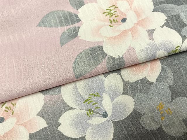 平和屋着物●小振袖　二尺袖　草花文　暈し染め　洗える着物　AABK1063fy