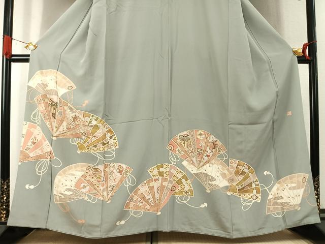 平和屋着物●豪華色留袖　作家物　扇面文　金彩　正絹　逸品　AABK1064fy