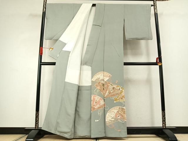 平和屋着物●豪華色留袖　作家物　扇面文　金彩　正絹　逸品　AABK1064fy