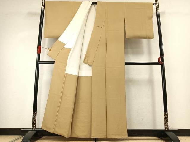 平和屋着物●上質な色無地　枯色　正絹　逸品　AABK1065fy