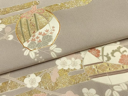平和屋着物●訪問着　駒刺繍　枝梅文　金彩　正絹　逸品　AABK1066fy