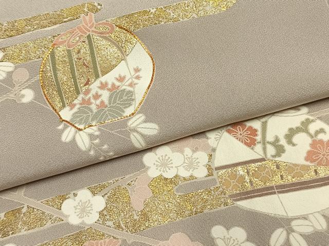 平和屋着物●訪問着　駒刺繍　枝梅文　金彩　正絹　逸品　AABK1066fy