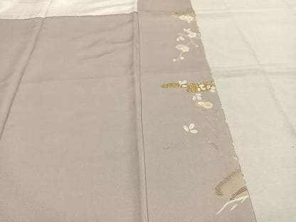 平和屋着物●訪問着　駒刺繍　枝梅文　金彩　正絹　逸品　AABK1066fy