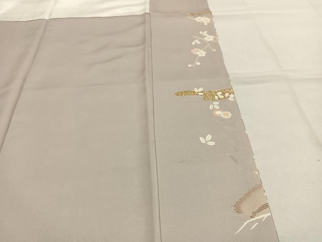 平和屋着物●訪問着　駒刺繍　枝梅文　金彩　正絹　逸品　AABK1066fy