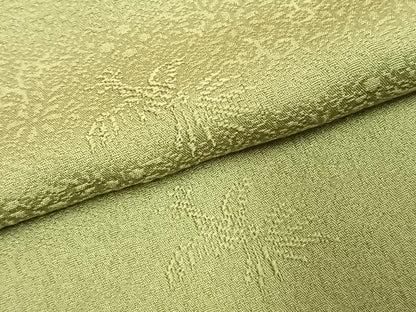 平和屋着物●上質な色無地　花鳥地紋　抹茶色　正絹　逸品　AABK1068fy