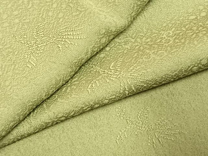 平和屋着物●上質な色無地　花鳥地紋　抹茶色　正絹　逸品　AABK1068fy