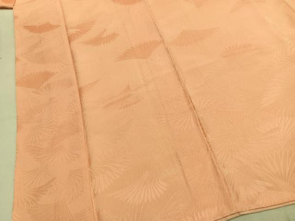 平和屋着物●上質な色無地　舞花地紋　一斤染色　正絹　逸品　AABK1069fy