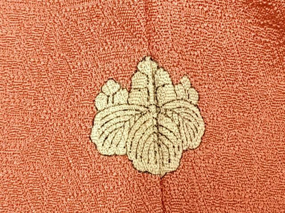 平和屋着物●上質な色無地　作家物　花尽くし地紋　甚三紅色　正絹　逸品　未使用　AABK1070fy