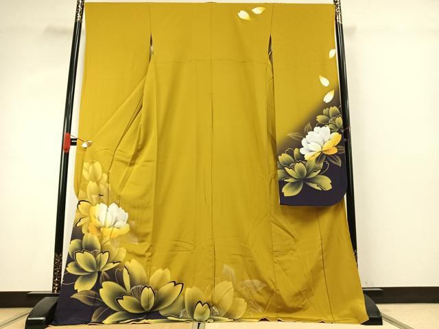 平和屋着物●豪華振袖　草花文　暈し染め　金銀彩　正絹　逸品　AABK1071fy
