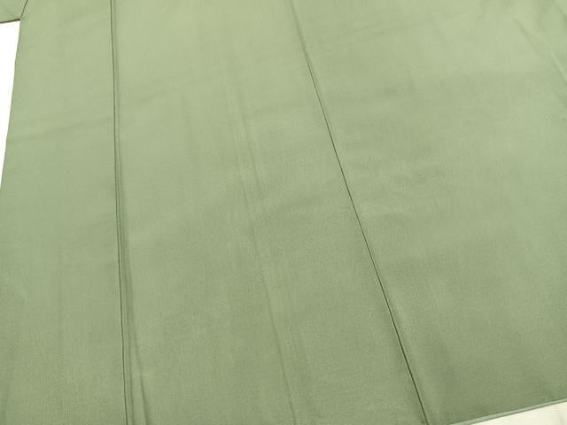 平和屋着物●男性　紬　色無地　山葵色　正絹　逸品　AABK1072fy