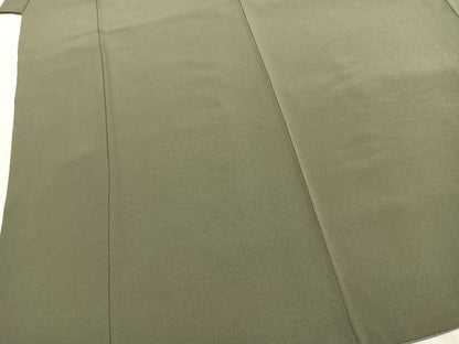 平和屋着物●男性　色無地　アンサンブル　長襦袢(袷)セット　松葉色　逸品　AABK1073fy
