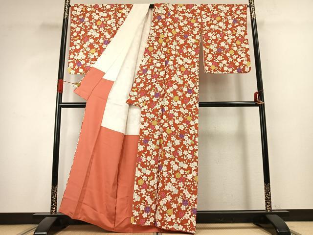 平和屋着物●上質な小紋 枝梅文 金彩 正絹 逸品 AABK1075fy
