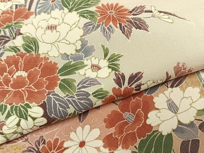 平和屋着物●訪問着　草花文　暈し染め　金彩　正絹　逸品　AABK1078fy