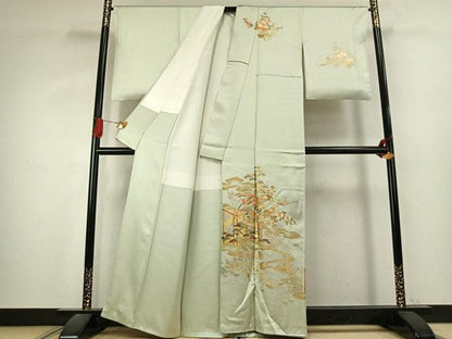 平和屋着物●訪問着　作家物　螺鈿　風景花文　金銀彩　正絹　逸品　AABK1080fy