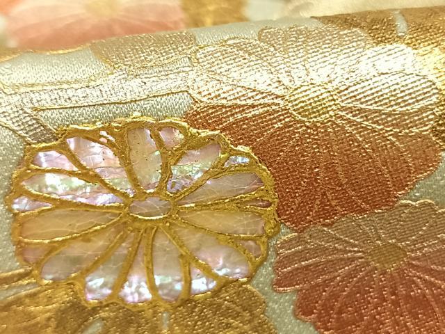 平和屋着物●訪問着　作家物　螺鈿　風景花文　金銀彩　正絹　逸品　AABK1080fy
