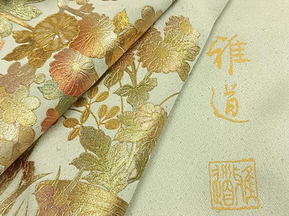 平和屋着物●訪問着　作家物　螺鈿　風景花文　金銀彩　正絹　逸品　AABK1080fy