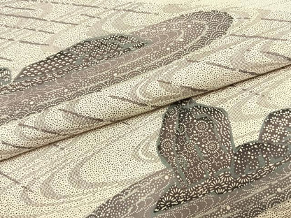 平和屋着物●本場染大島紬　訪問着　作家物　石庭　正絹　逸品　AABK1082fy