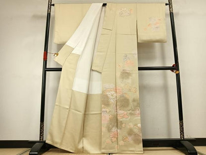 平和屋着物●訪問着　草花文　暈し染め　金彩　正絹　逸品　AABK1083fy