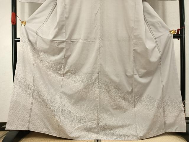 平和屋着物●本塩沢　訪問着　草花文　正絹　逸品　AABK1086fy